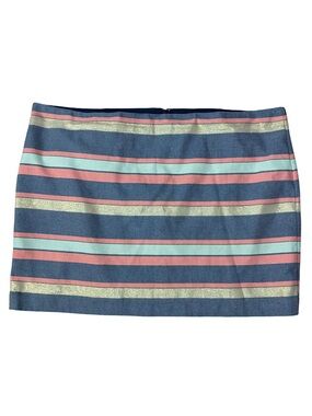 GAP Navy Mini Skirt Pink Mint Gold Stripes